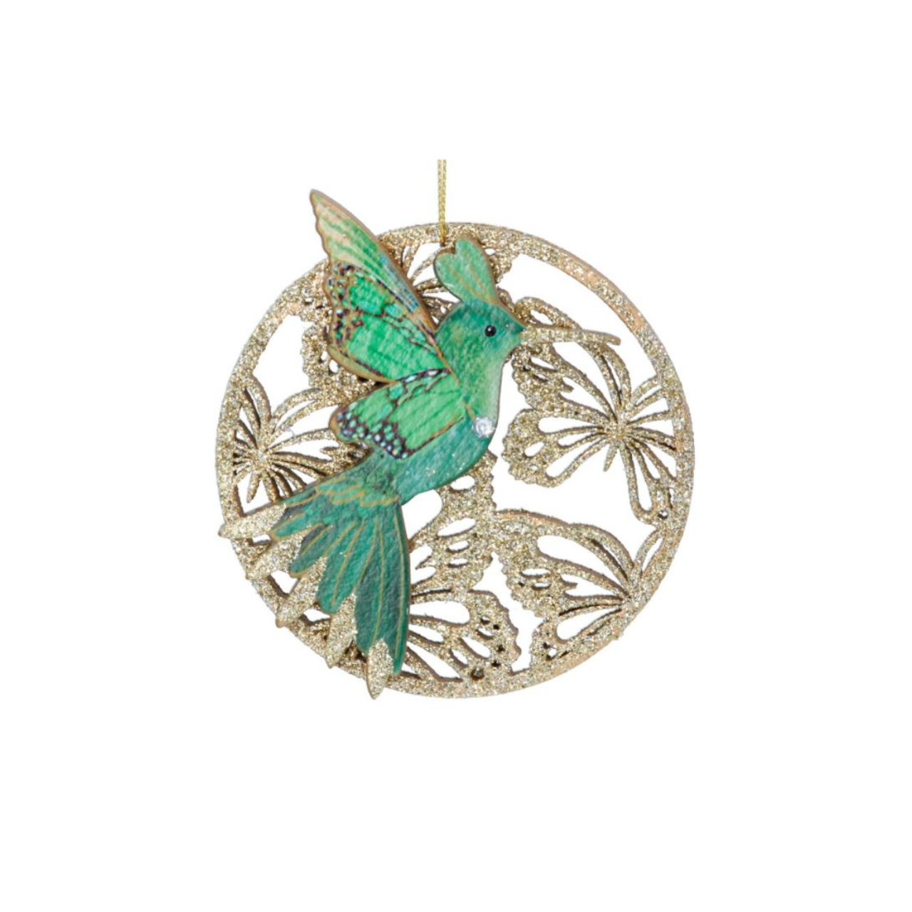Gisela Graham Gold Disc with Green Hummingbird Christmas Hanging Ornaments  Browse our beautiful range of luxury Christmas tree decorations, baubles & ornaments for your tree this Christmas.