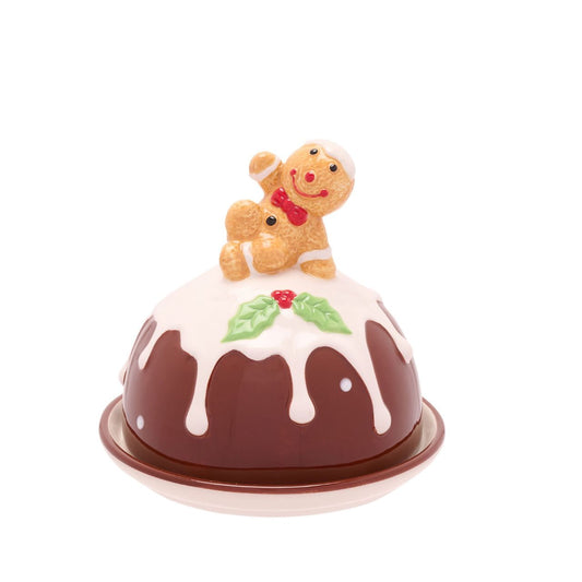Introducing a Gingerbread Icing Butter Dish with Lid, a delightful festive addition to your Christmas store collection. Crafted from high-quality ceramic with a lustrous glazed finish, this butter dish is designed to bring festive cheer to any home.