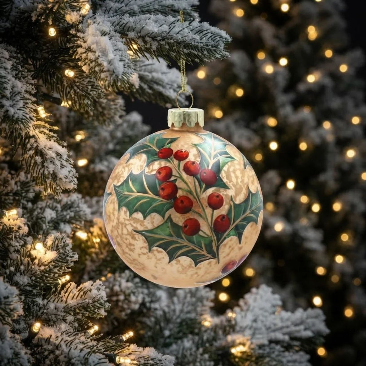 Elevate your holiday décor with the Gisela Graham Antique Gold Holly Christmas Glass Bauble. Expertly crafted, this elegant ornament features delicate holly motifs in warm antique gold tones, adding a timeless charm to your Christmas tree.