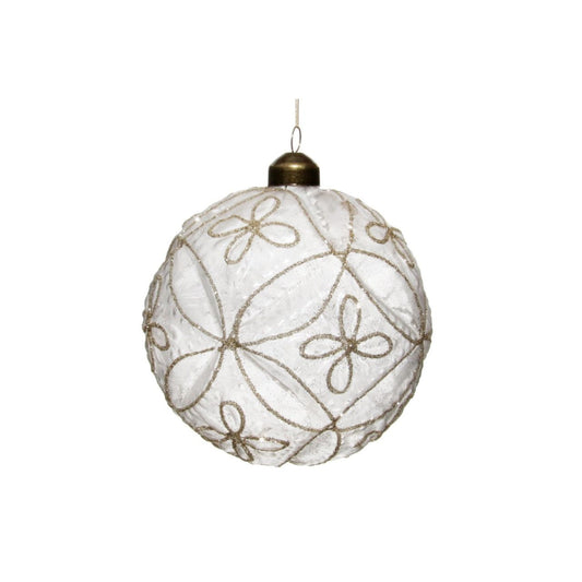Shishi Glass Floral Ball Champagne Glitter Christmas Hanging Ornament  Browse our beautiful range of luxury festive Christmas tree decorations, baubles & ornaments for your tree this christmas.