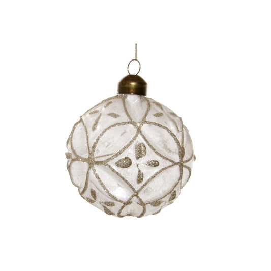 Shishi Glass Iced Floral Ball Champagne Glitter Christmas Hanging Ornament  Browse our beautiful range of luxury festive Christmas tree decorations, baubles & ornaments for your tree this Christmas.