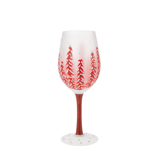This gorgeous glass features a forest of red hand-painted pines covered in fresh fallen snow. With inlaid crystal snowflakes, this enchanting cup soothes with festive hue and sparkling elegance. Fill up you cup and give cheers to wintertime wonder. Each Lolita wine glass comes packaged in a branded gift box with an individual wine cocktail recipe on both the bottom of the glass and box.