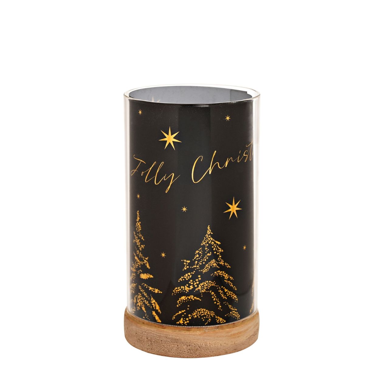 Create a warm and joyful atmosphere with our Light Up Tube with Wooden Base by The Seasonal Gift Co.