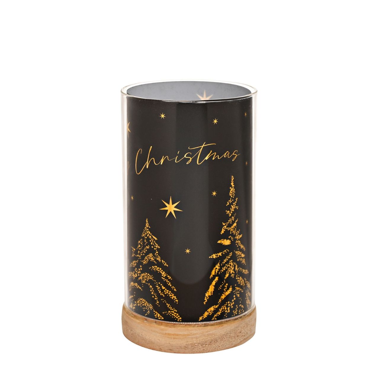 Create a warm and joyful atmosphere with our Light Up Tube with Wooden Base by The Seasonal Gift Co.