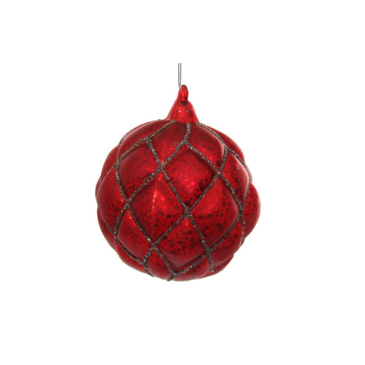 Shishi Red Glass Antique Velvet Ball with Silver Glitter  Browse our beautiful range of luxury festive Christmas tree decorations, baubles & ornaments for your tree this Christmas.