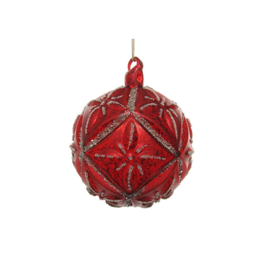 Shishi Red Glass Floral Antique Ball Silver Glitter Christmas Orn  Browse our beautiful range of luxury festive Christmas tree decorations, baubles & ornaments for your tree this Christmas.