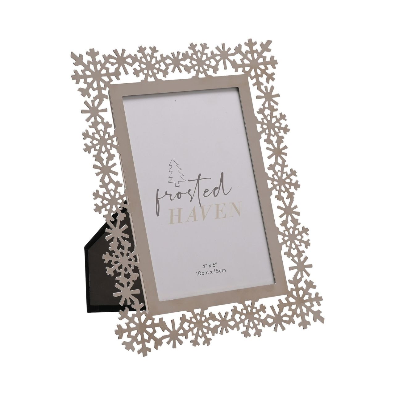 Silverplated Christmas Snowflake Photo Frame 4" x 6"  A silver plated snowflake photo frame.  This glistening frame provides a festive display for photographs of loved ones at Christmas time.