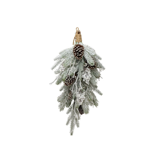Add a touch of winter charm to your space with The Seasonal Gift Co.'s Snowy Pine Foliage with Cone Decoration.