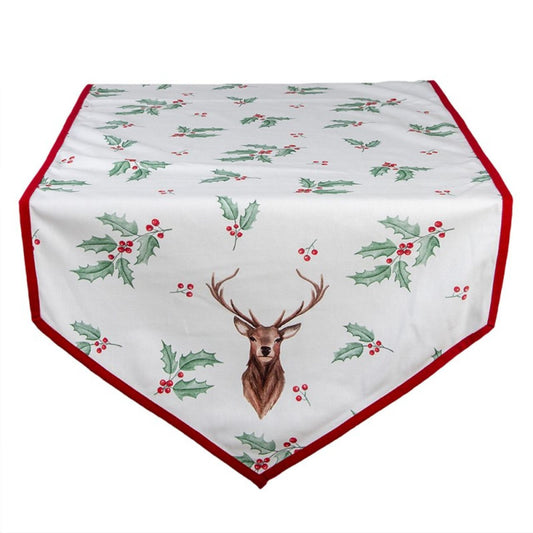 This is traditional Christmas at its best! The beautifully illustrated reindeer takes centre stage in this textile series and is beautifully framed with decorative holly with red berries. When we think of Christmas we think of deep green and bright red. In this theme, these colours come to the fore and form a textile series that offers all the ingredients for an attractively set table.