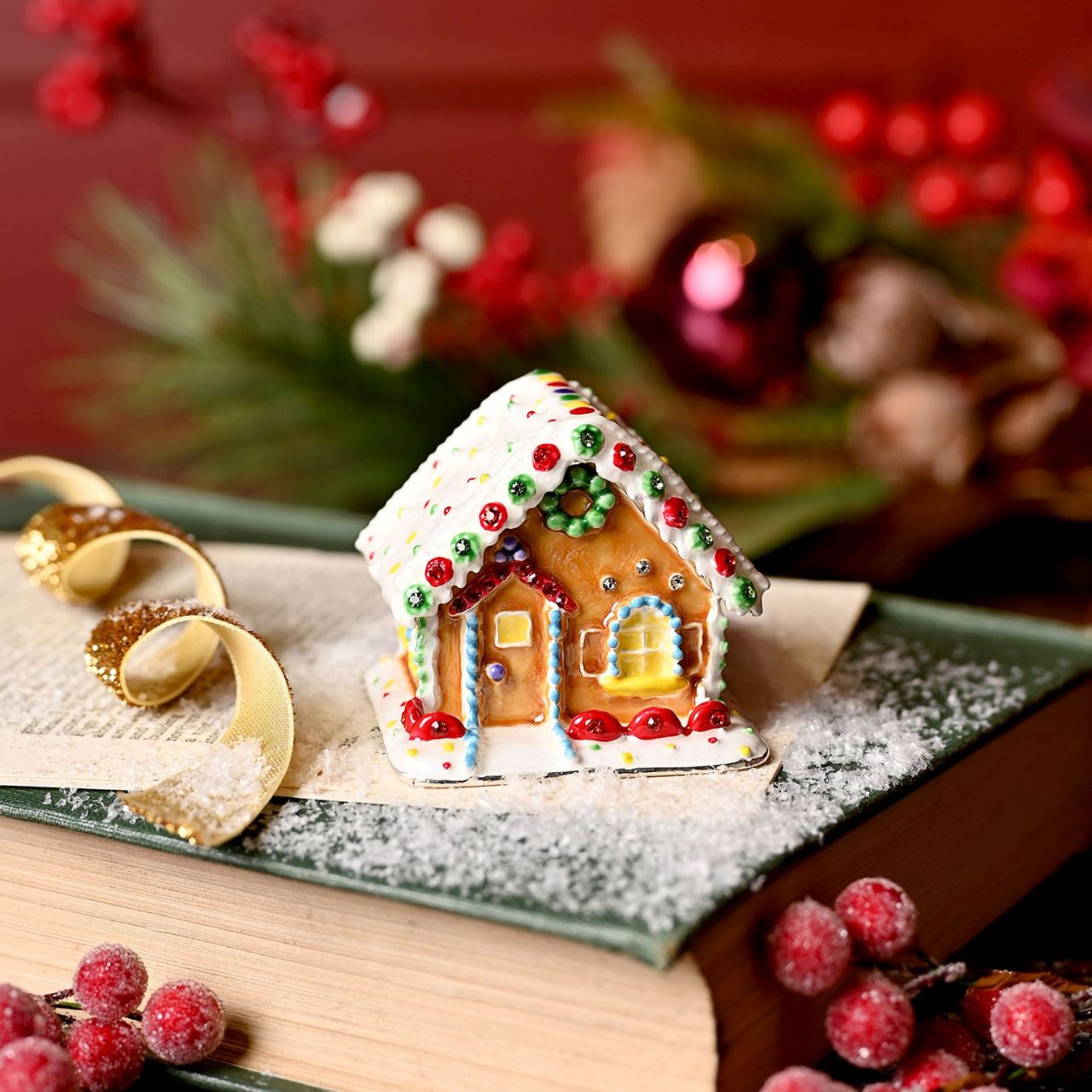 Introducing the Gingerbread House Trinket Box by Stratton Treasured Trinkets, a delightful piece that captures the spirit of the festive season.