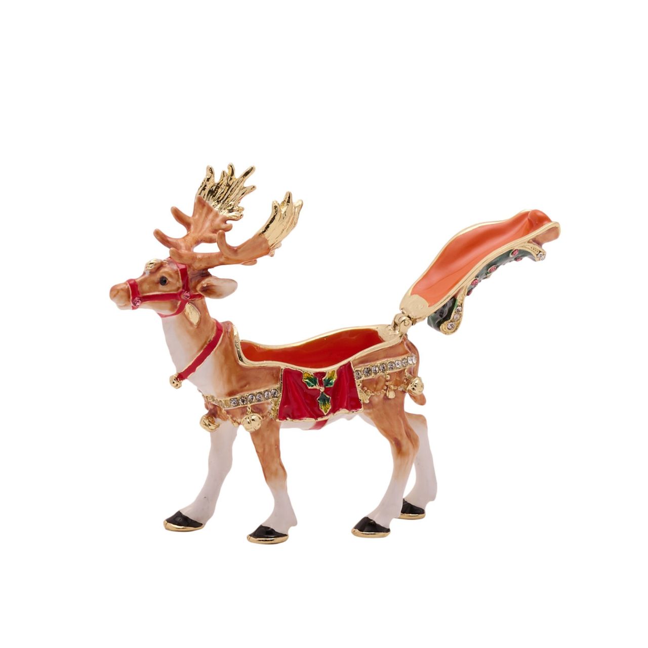 Introducing the Reindeer Trinket Box by Stratton Treasured Trinkets, a delightful piece that captures the spirit of the festive season.
