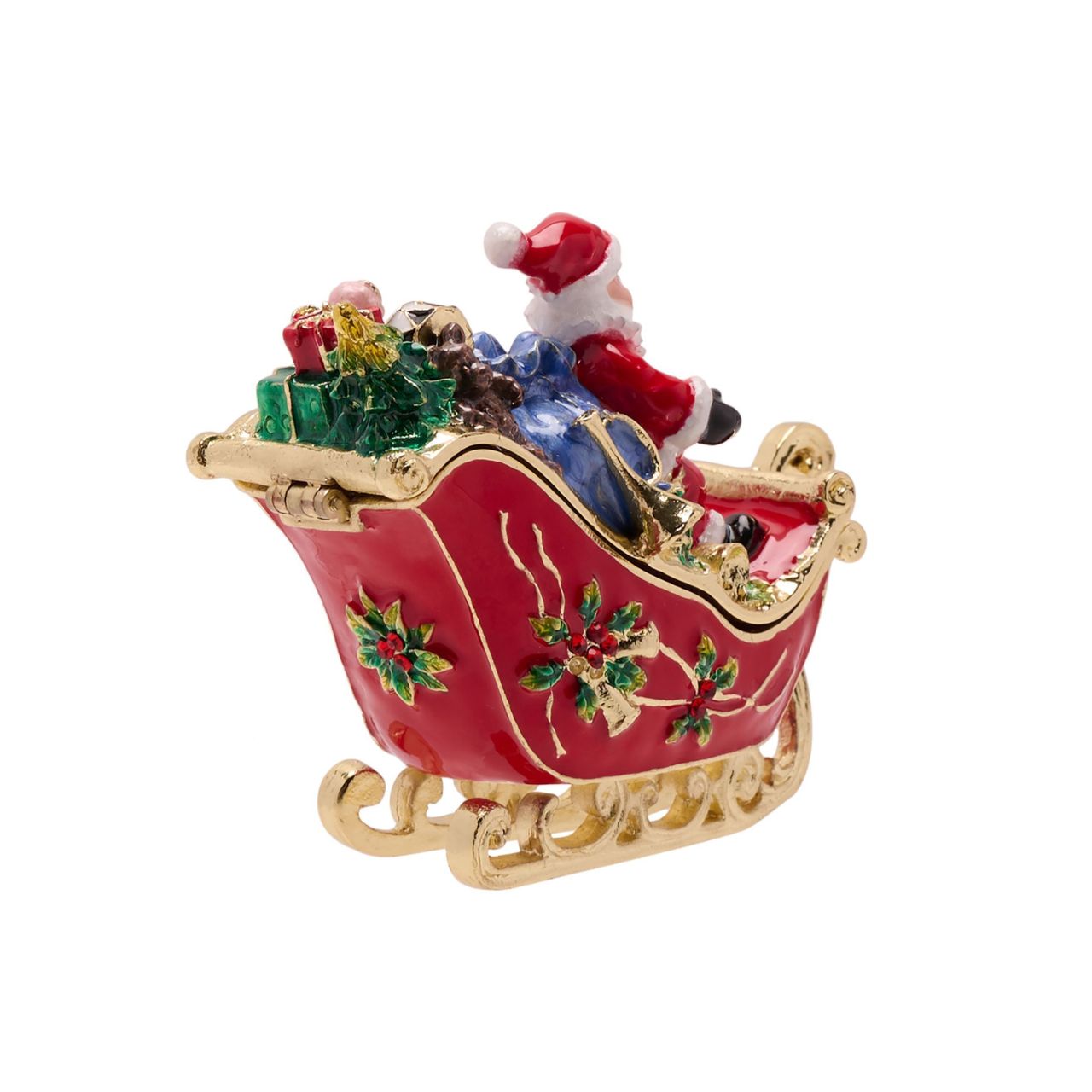 Introducing the Santa’s Sleigh Trinket Box by Stratton Treasured Trinkets, a delightful piece that captures the spirit of the festive season.
