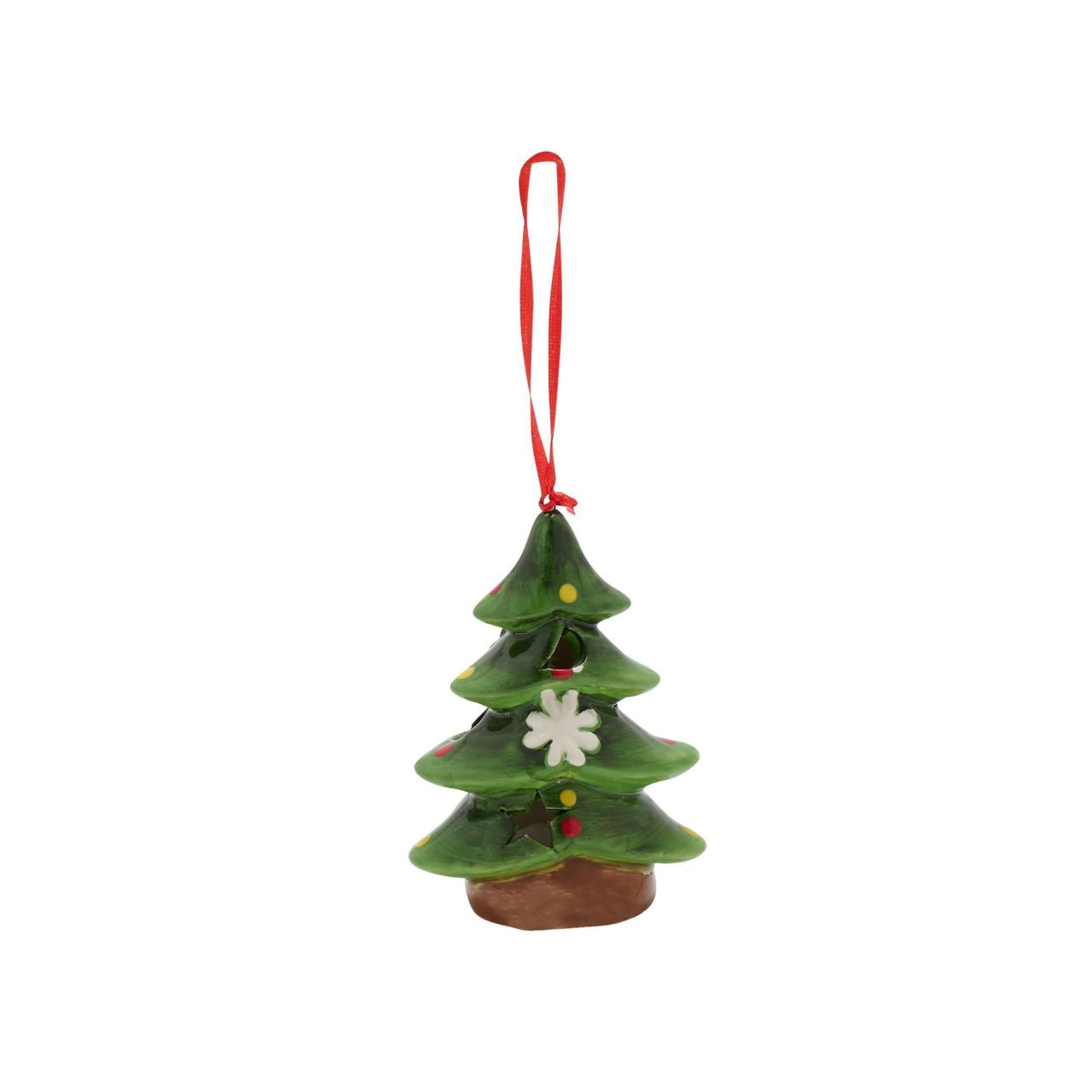 This hanging ornament is the perfect size to infuse a tree or festive display with a touch of beauty. Vibrant green in colour and illuminated by an array of decorations.