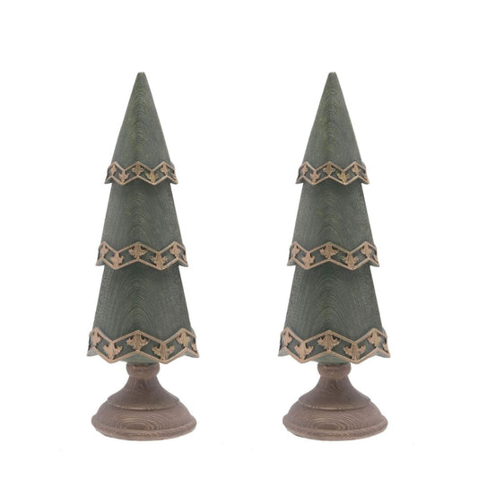 Christmas Scandi Tree in Polyresin Set of 2  A Christmas tree decoration.  This elegant Christmas tree is brimming with Scandi influence and makes a welcome addition to Winter Wonderlands at home.
