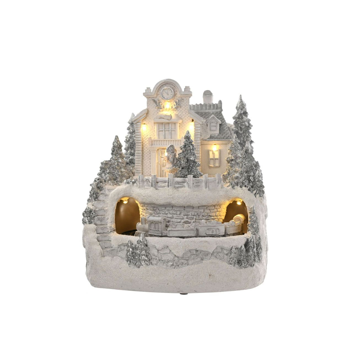 Elevate your festive display with our enchanting Christmas Village Scene, complete with LED lights and a charming moving train.