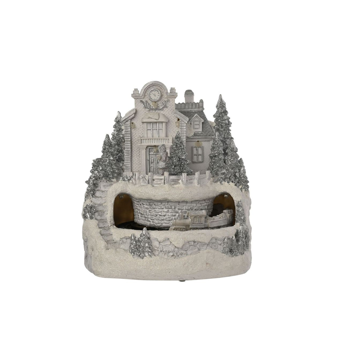 Elevate your festive display with our enchanting Christmas Village Scene, complete with LED lights and a charming moving train.