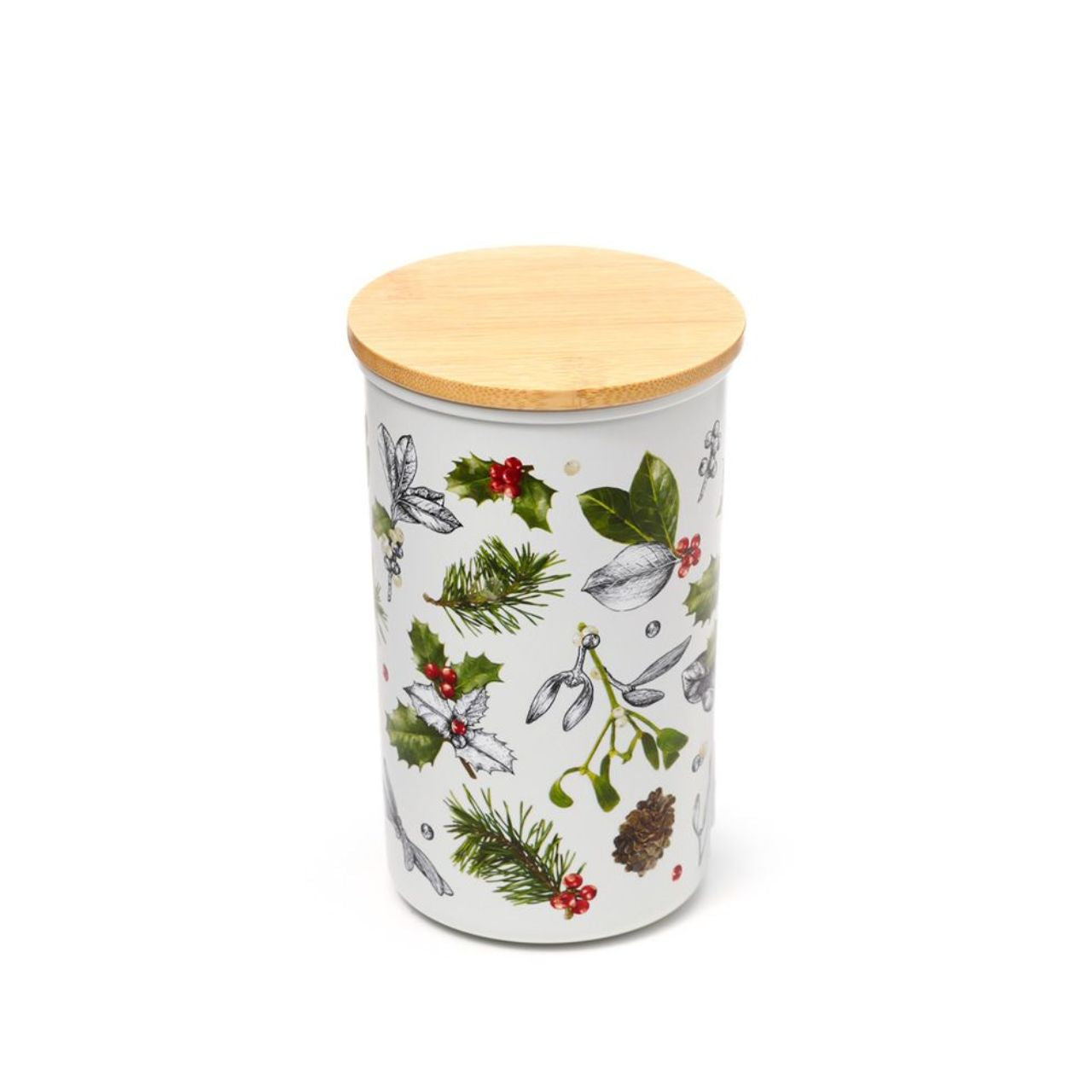 This Christmas Winter Botanicals Bamboo Storage Jar offers a beautiful and sustainable storage solution for your holiday necessities. Made from eco-friendly bamboo, this jar is adorned with festive botanical designs for a touch of seasonal charm. Keep your items organized while reducing your carbon footprint.