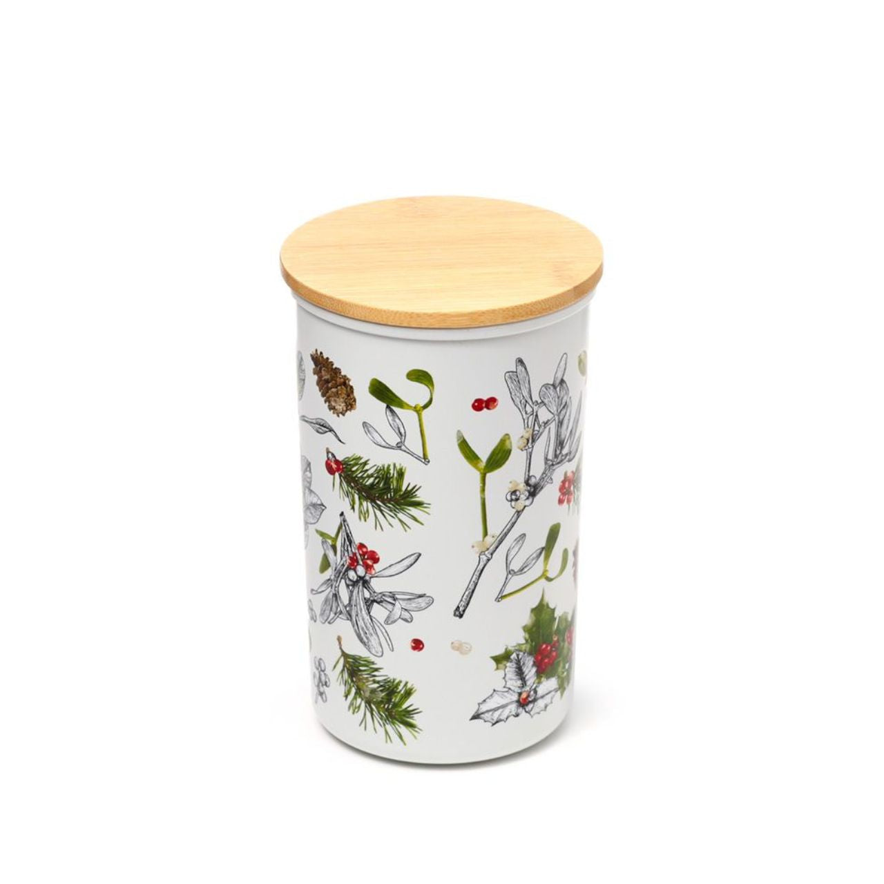 This Christmas Winter Botanicals Bamboo Storage Jar offers a beautiful and sustainable storage solution for your holiday necessities. Made from eco-friendly bamboo, this jar is adorned with festive botanical designs for a touch of seasonal charm. Keep your items organized while reducing your carbon footprint.