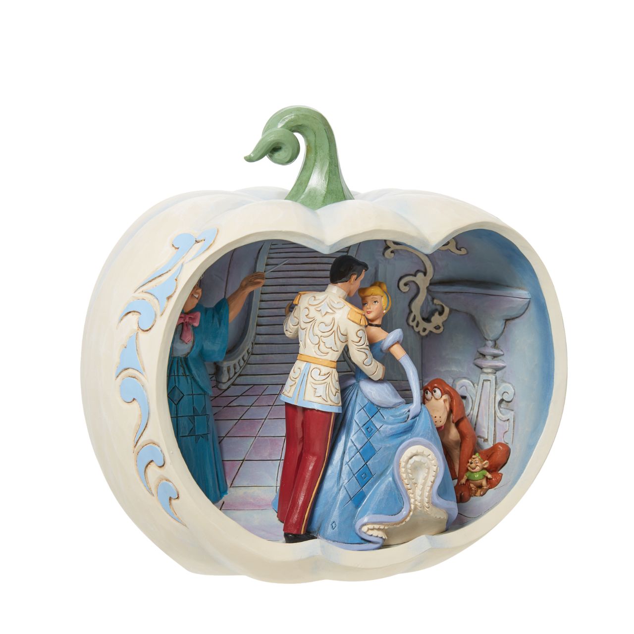 Disney Traditions Cinderella Movie Scene  Cinderella Movie Scene Masterpiece Made from cast stone. Packed in a branded gift box. Unique variations should be expected as this product is hand painted. Not a toy or children's product.