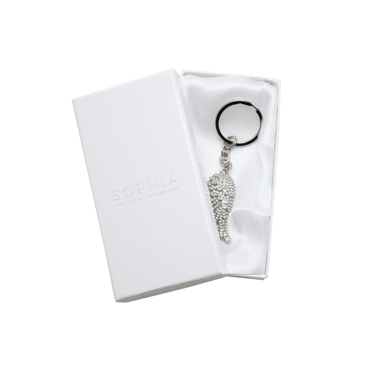 The Sophia Classic Crystal Wing Keyring is the perfect accessory to add a dash of glamour to everyday essentials.