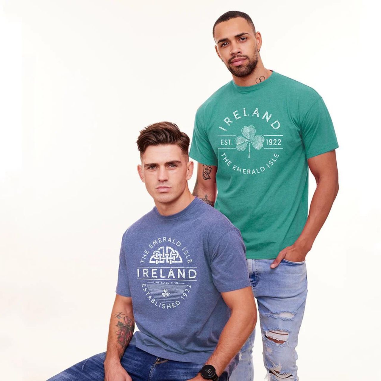 This high-quality t-shirt has been carefully sourced from Ireland and showcases detailed Celtic patterns, lending a touch of traditional beauty to any casual outfit. The beachy style of these t-shirts is perfect for summer, and the cornflower blue colour is reminiscent of the crystal-clear waters of Ireland's coasts.
