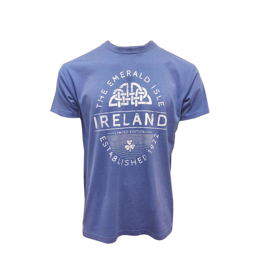 This high-quality t-shirt has been carefully sourced from Ireland and showcases detailed Celtic patterns, lending a touch of traditional beauty to any casual outfit. The beachy style of these t-shirts is perfect for summer, and the cornflower blue colour is reminiscent of the crystal-clear waters of Ireland's coasts.