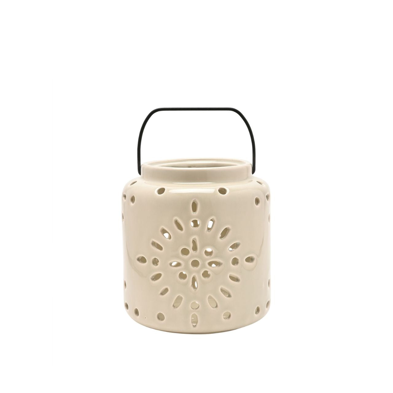 Introducing the Country Living Ceramic Lantern in Stone, a delightful addition to home décor that brings a touch of springtime charm. Crafted from ceramic with a glazed finish, this lantern radiates warmth and elegance.