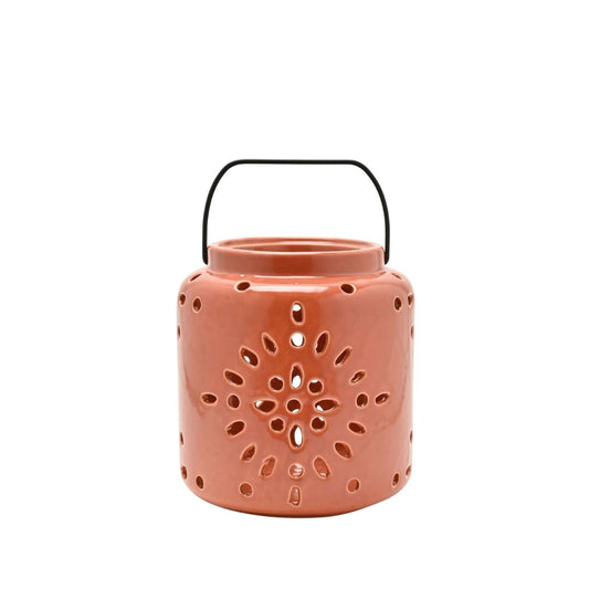 Introducing the Country Living Ceramic Lantern in Terracotta, a delightful addition to home décor that brings a touch of springtime charm. Crafted from ceramic with a glazed finish, this lantern radiates warmth and elegance.