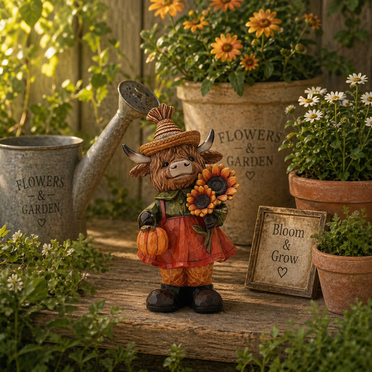 The Country Living Autumn Highland Cow Figurine Collection brings rustic character to home décor displays.