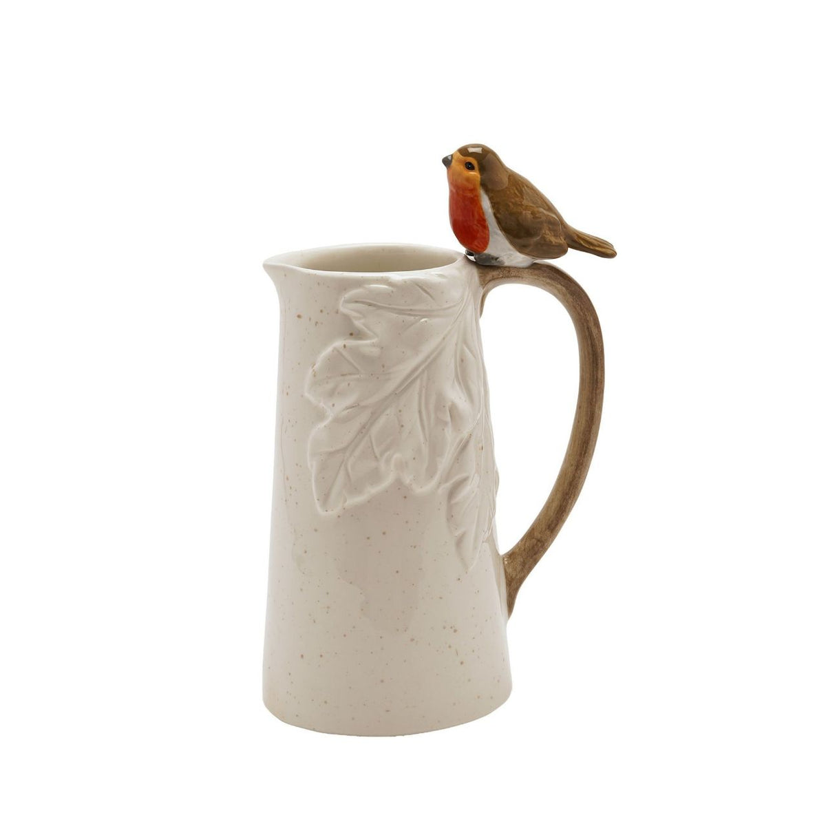 The Country Living Robin Leaf Jug is a characterful kitchen piece, featuring a sculpted robin detail perched on the rim, bringing a distinctive countryside-inspired touch to a classic jug design.
