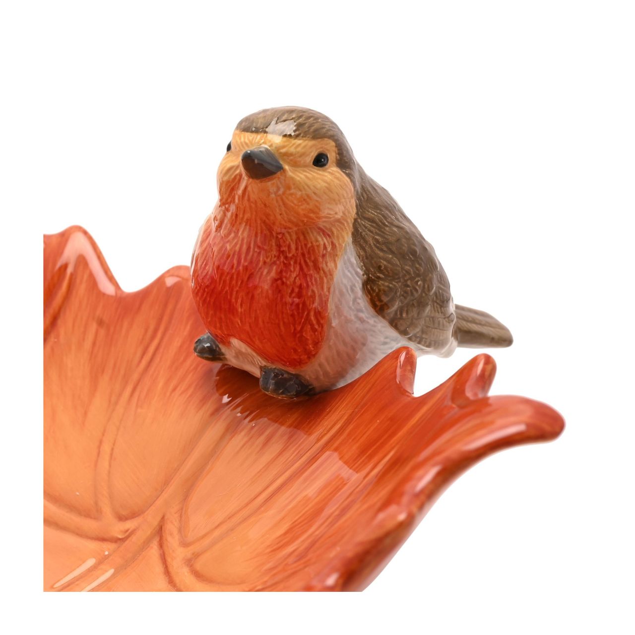 Crafted from ceramic and featuring a robin perched on a detailed leaf, it’s perfect for serving seasonal fruits, vegetables, or snacks.
