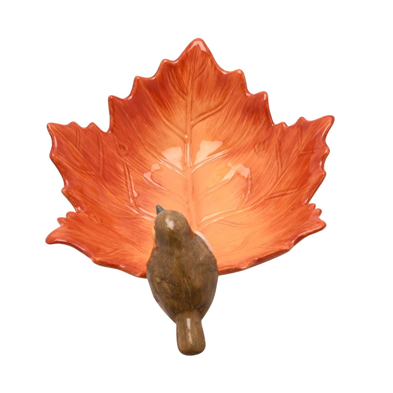 Crafted from ceramic and featuring a robin perched on a detailed leaf, it’s perfect for serving seasonal fruits, vegetables, or snacks.