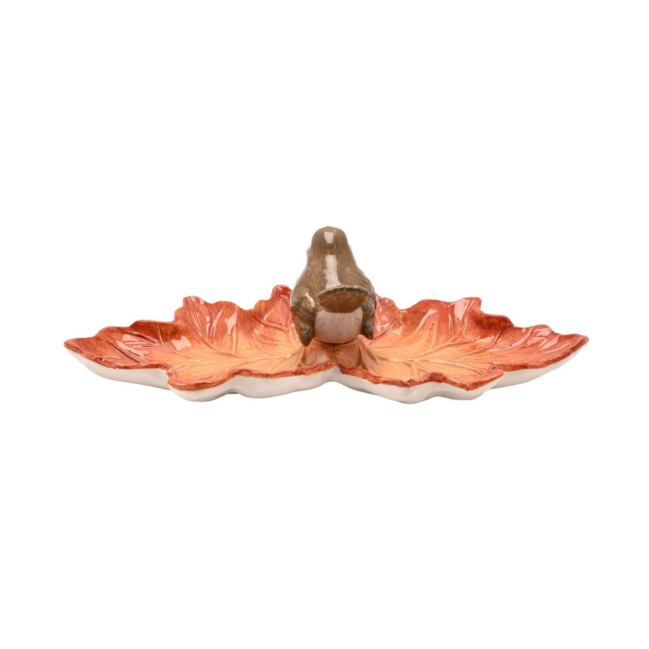 Featuring a robin perched on a textured leaf, it combines warm tones with natural charm. Perfect for holding jewellery, keys, or other small items, it’s a practical addition to dressers, side tables, or entryways.