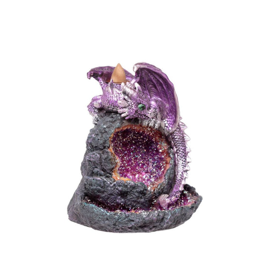 The Crystal Cave Baby Dragon LED Backflow Incense Burner combines artistry and function, featuring a detailed dragon design that enhances any space. Its LED lighting highlights the intricate crystal cave base, creating a captivating visual effect.