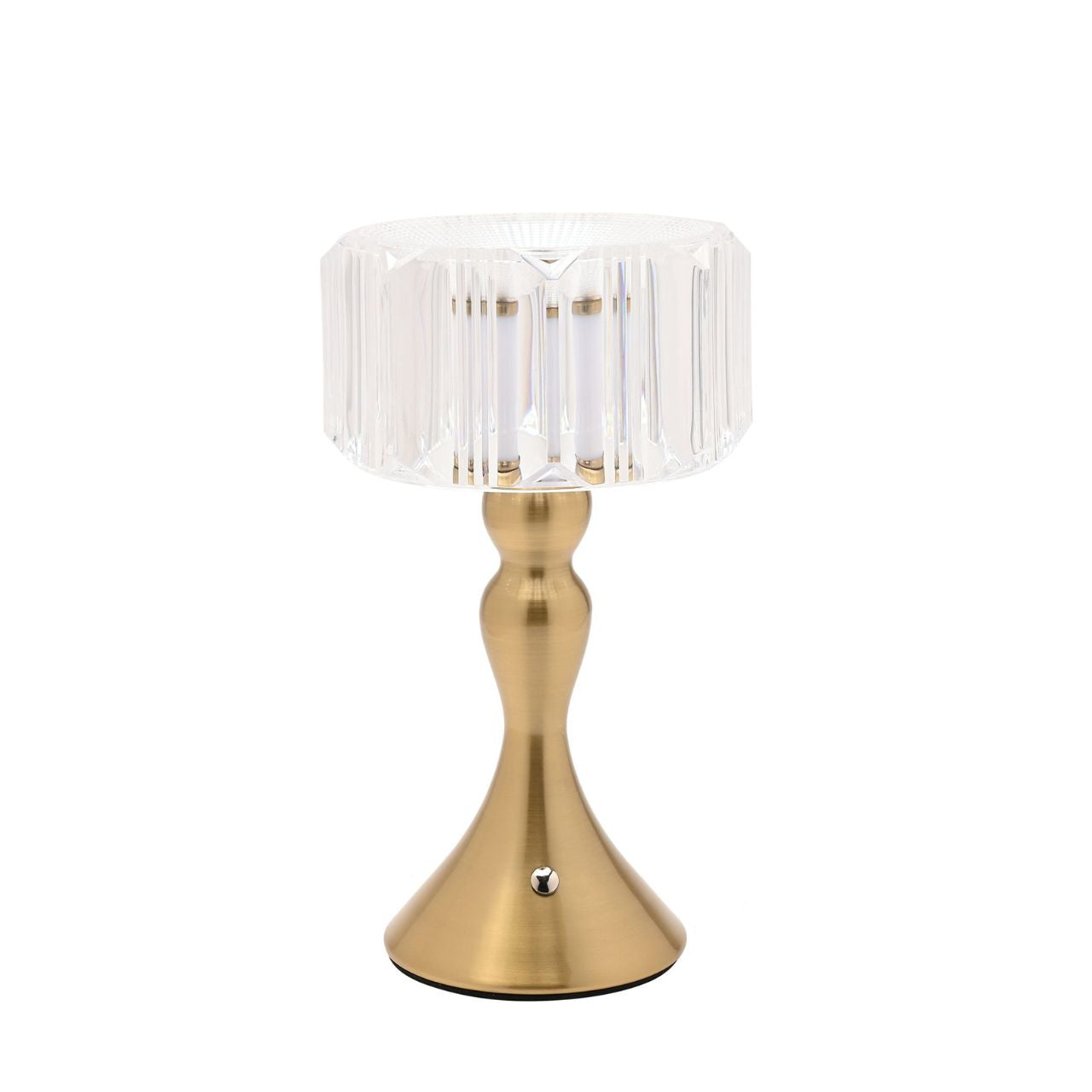 This stylish lamp combines modern design with practicality, boasting a crystal effect shade. The curved bronze base adds a touch of elegance, making it a perfect addition to contemporary interiors.