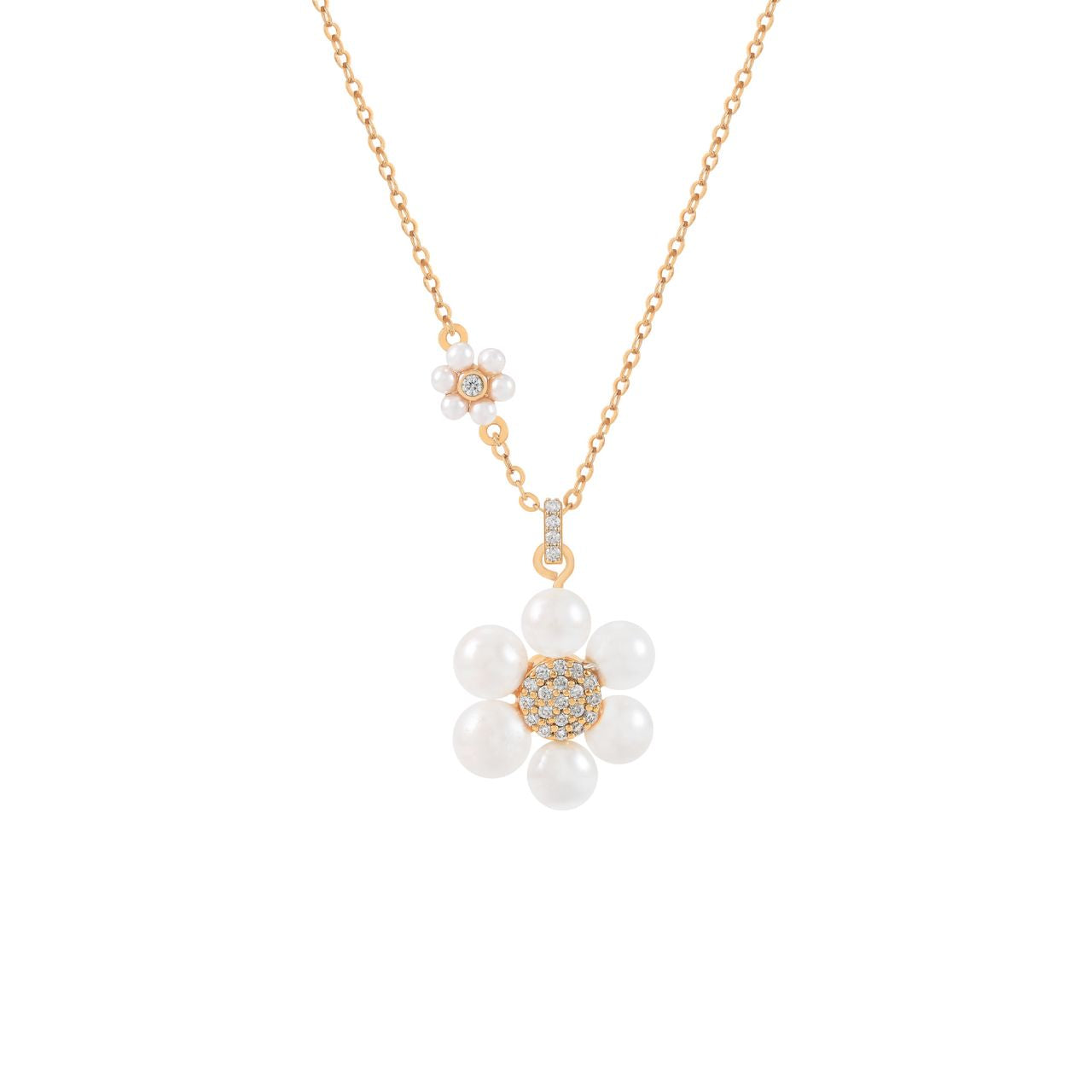 Elevate your elegance with the Tipperary Daisy Pearl Gold Pendant. Featuring a delicate gold daisy design embraced by a lustrous pearl, this pendant offers timeless sophistication.
