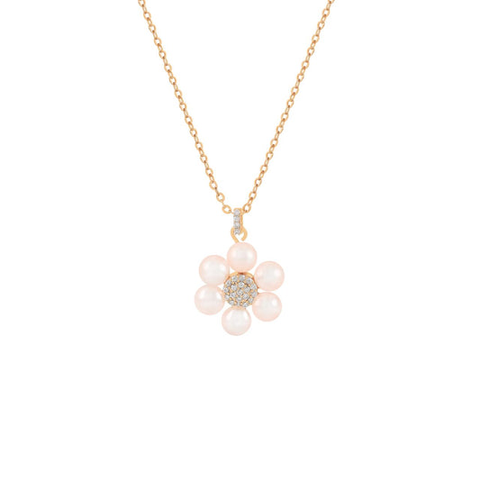 Elevate your elegance with the Tipperary Daisy Pink Pearl Gold Pendant. This refined piece features a delicate daisy design complemented by a soft pink pearl, set in lustrous gold.