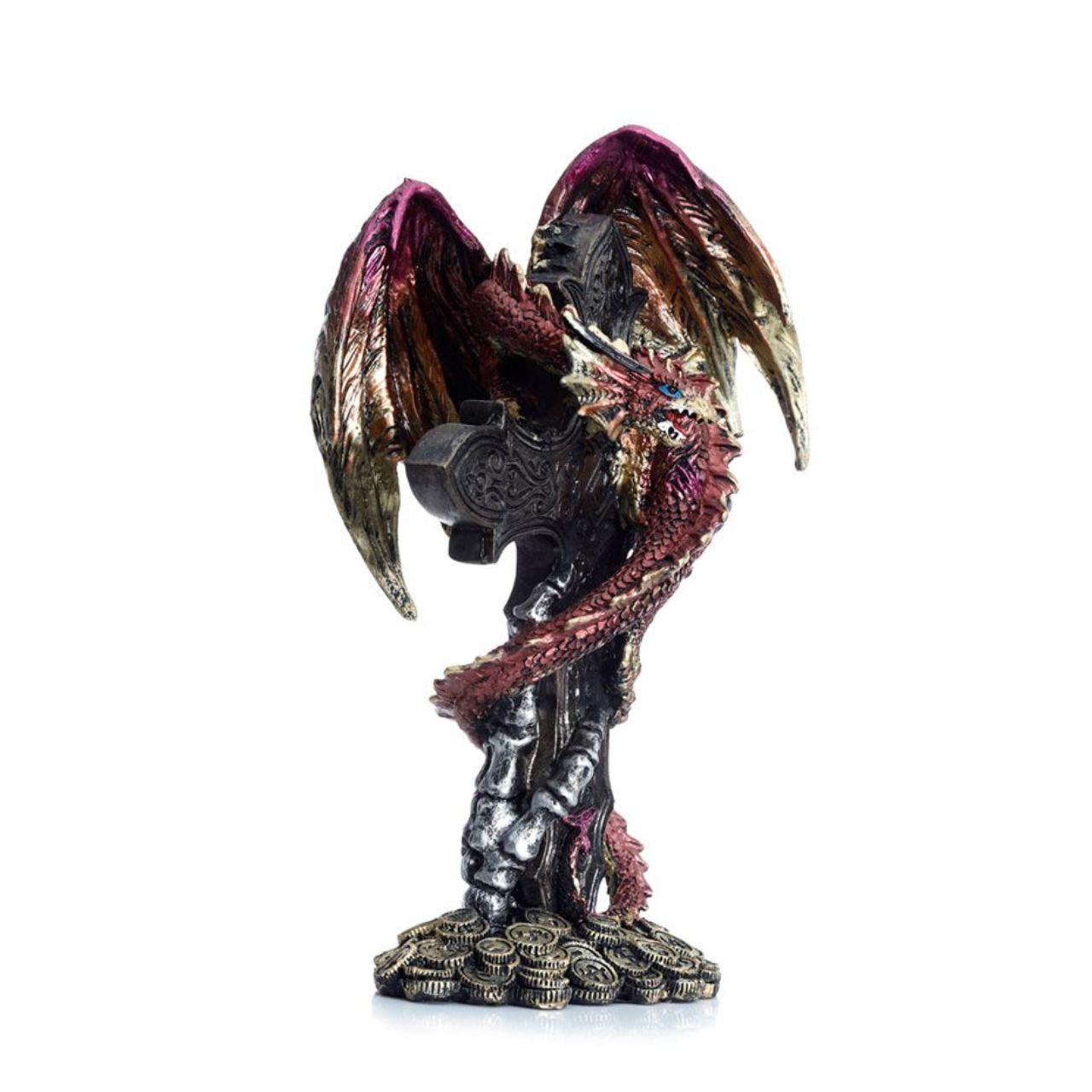 Experience the mystery and power of the Dark Legends Celtic Cross Treasure Guardian Dragon. This stunning figurine embodies the Celtic traditions of strength and protection, making it the perfect addition to your collection. With intricate details and a fierce pose, this dragon is sure to impress.