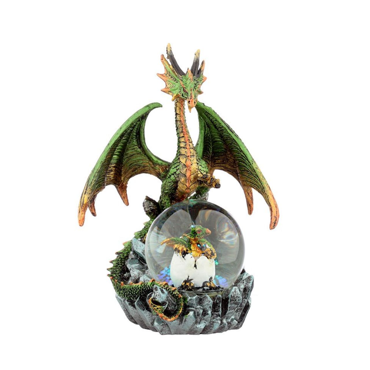Discover the mystical beauty of the Dark Legends Crystal Orb Dragon Mother Snow Globe by Puckator. Crafted with intricate detail and featuring a majestic dragon mother protecting her crystal orb, this snow globe will add a touch of magic to any space. Perfect for dragon lovers and collectors.