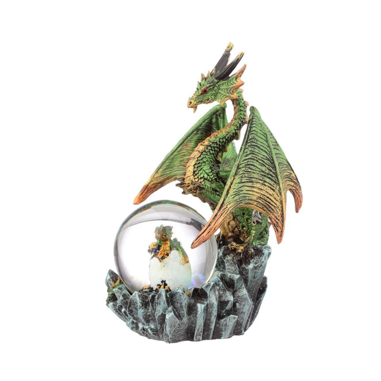 Discover the mystical beauty of the Dark Legends Crystal Orb Dragon Mother Snow Globe by Puckator. Crafted with intricate detail and featuring a majestic dragon mother protecting her crystal orb, this snow globe will add a touch of magic to any space. Perfect for dragon lovers and collectors.