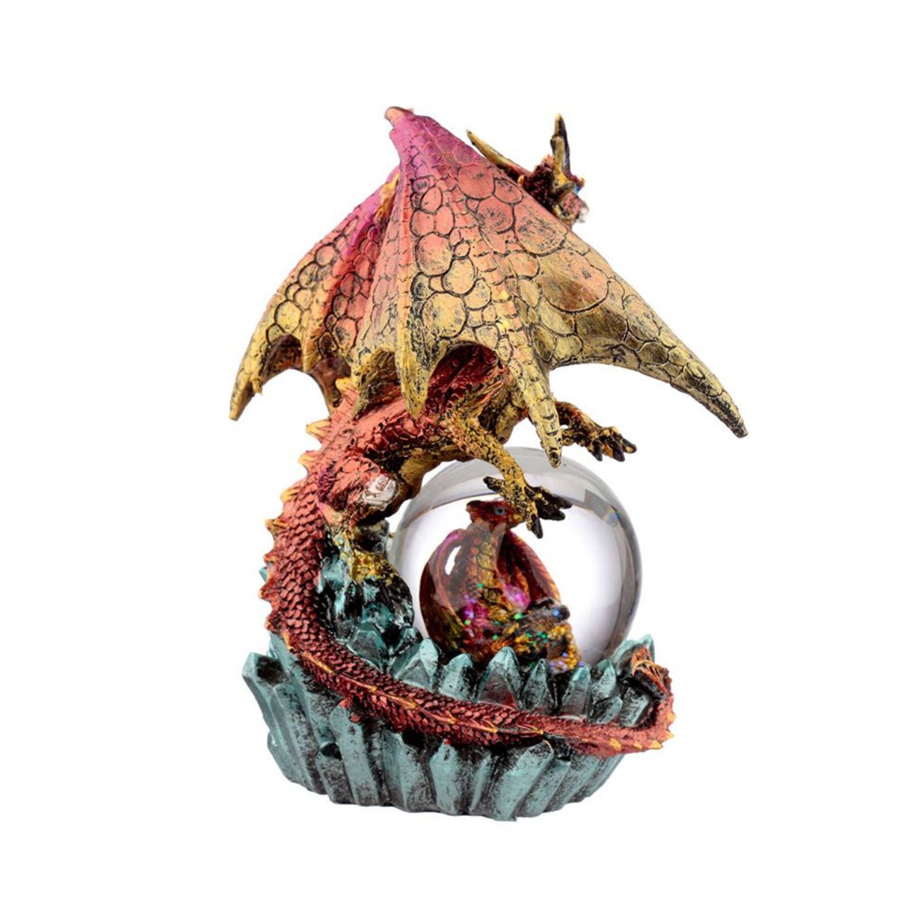 Discover the mystical beauty of the Dark Legends Crystal Orb Dragon Mother Snow Globe by Puckator. Crafted with intricate detail and featuring a majestic dragon mother protecting her crystal orb, this snow globe will add a touch of magic to any space. Perfect for dragon lovers and collectors.
