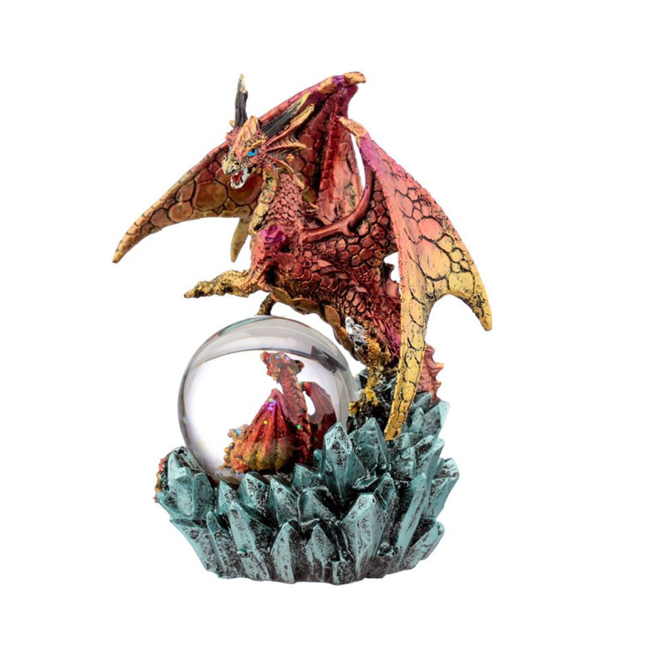 Discover the mystical beauty of the Dark Legends Crystal Orb Dragon Mother Snow Globe by Puckator. Crafted with intricate detail and featuring a majestic dragon mother protecting her crystal orb, this snow globe will add a touch of magic to any space. Perfect for dragon lovers and collectors.