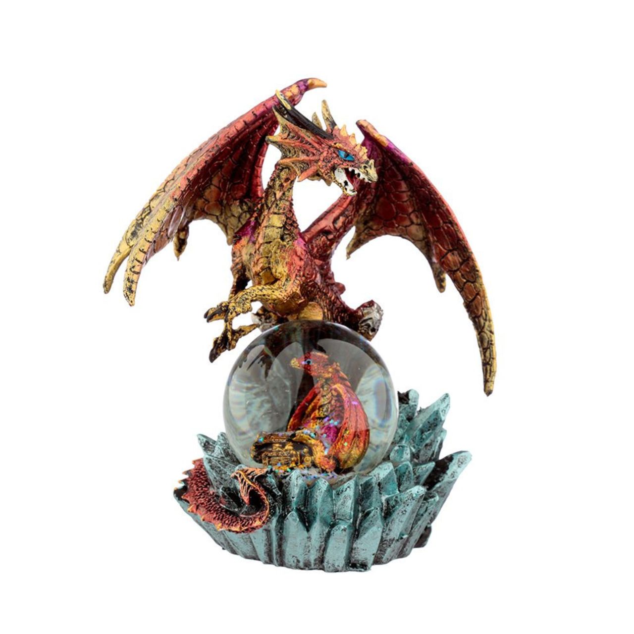 Discover the mystical beauty of the Dark Legends Crystal Orb Dragon Mother Snow Globe by Puckator. Crafted with intricate detail and featuring a majestic dragon mother protecting her crystal orb, this snow globe will add a touch of magic to any space. Perfect for dragon lovers and collectors.