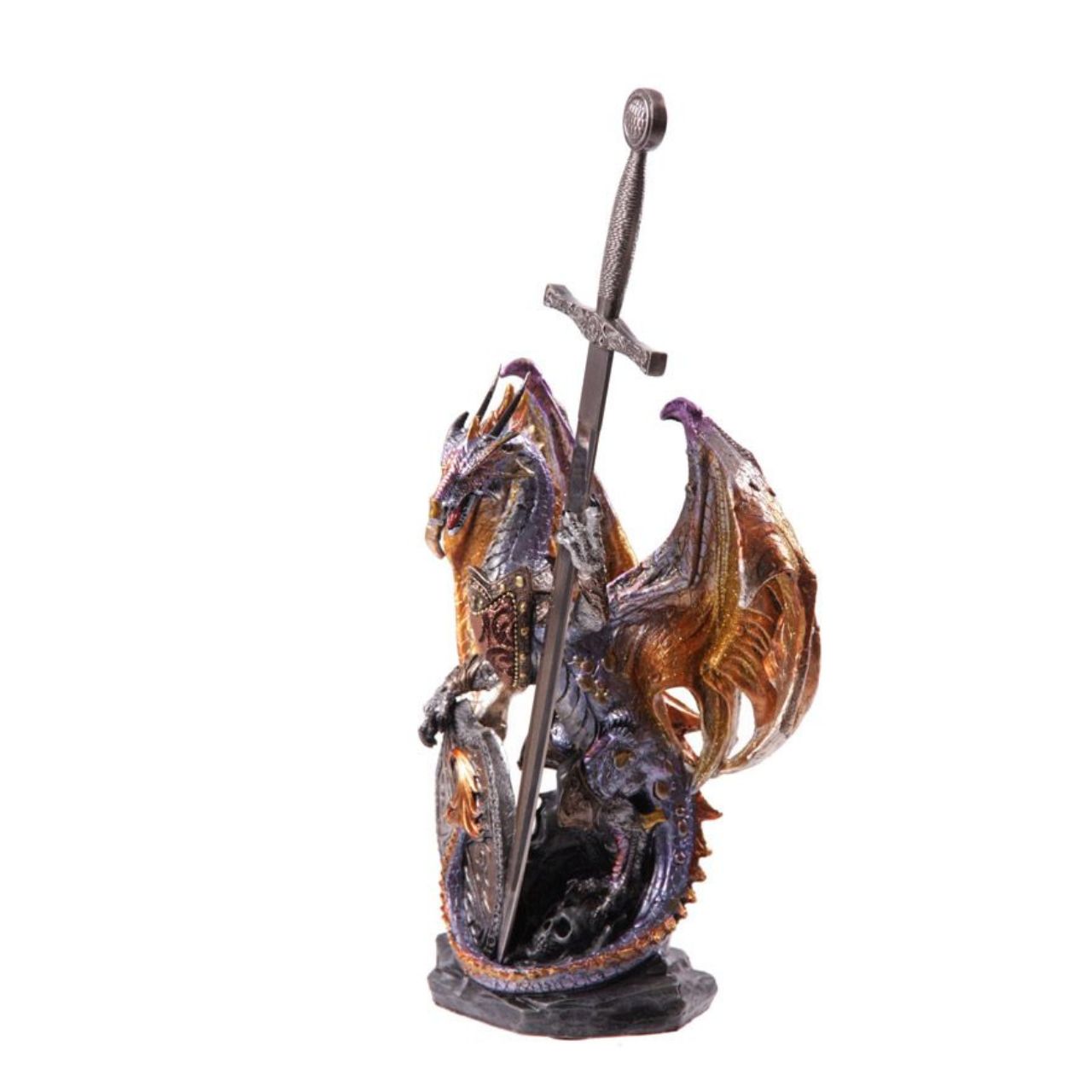 Introducing the Dark Legends Fire Shield Dragon, a fierce addition to your collection. With its powerful fire shield ability, this dragon provides ultimate protection and strength. Made for those seeking adventure and power, this dragon is a must-have for any fantasy enthusiast.