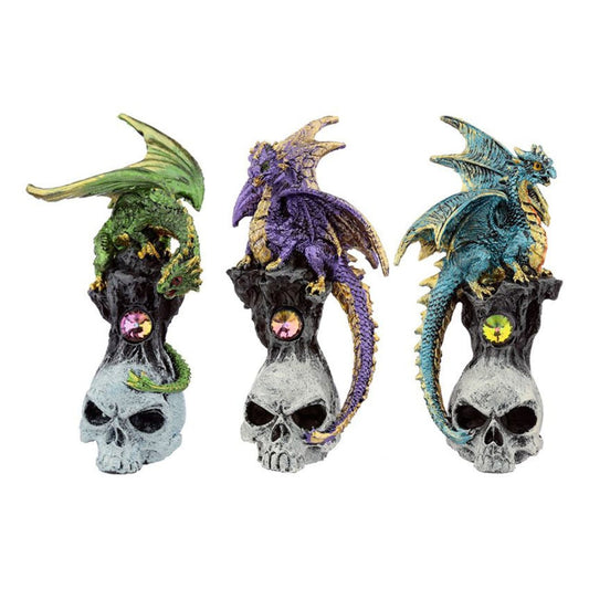 Dark Legends Gemstone Skull Dragon  - Material: Resin - Height 10.5-11 cm Width 5.5-6 cm Depth 5-5.5 cm - Available in Green, Purple or Blue