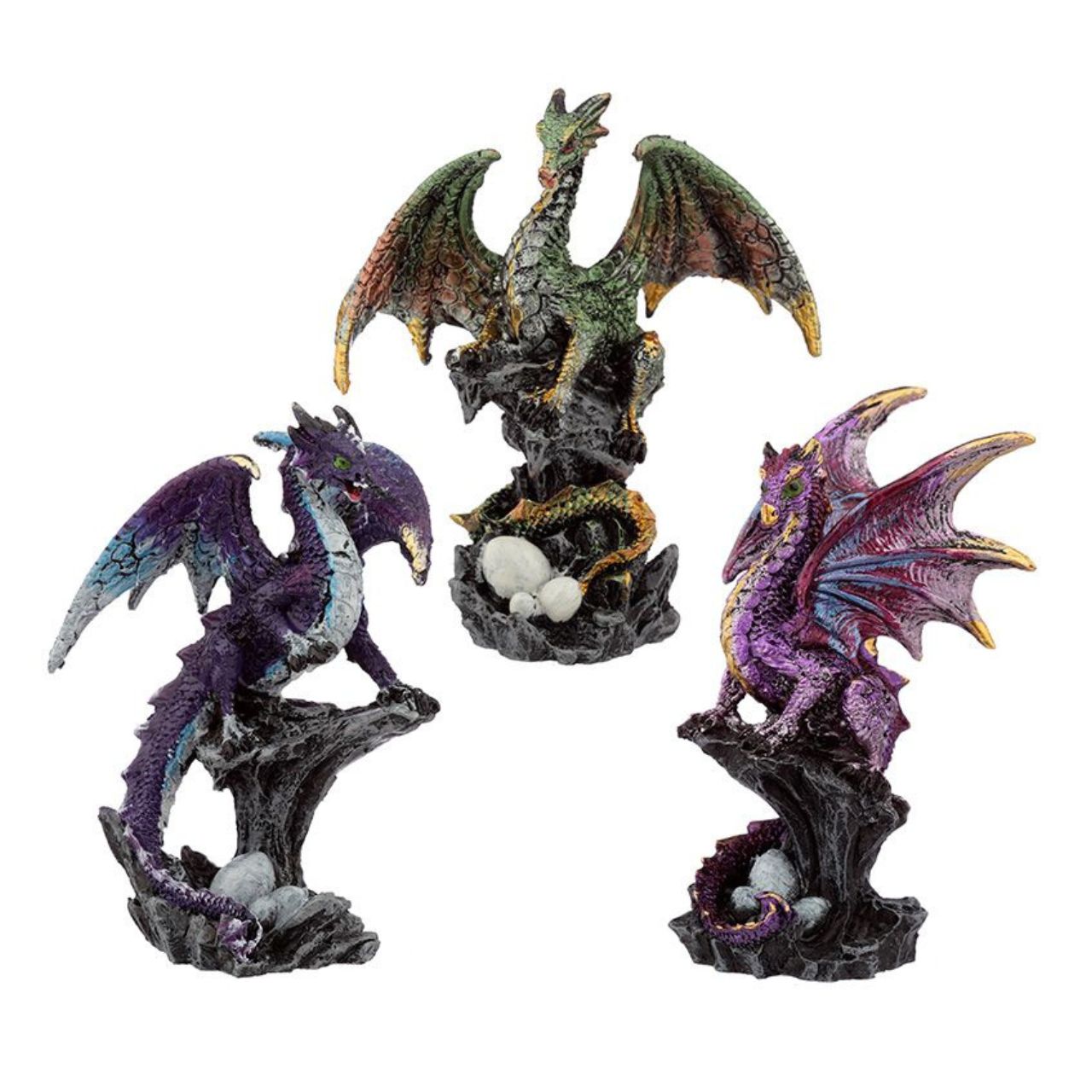 Dark Legends Guardian Mother Dragon  - Material: Resin - Height 9.5-10.5 cm Width 5-9 cm Depth 5-6 cm - Available in Green, Purple or Pink