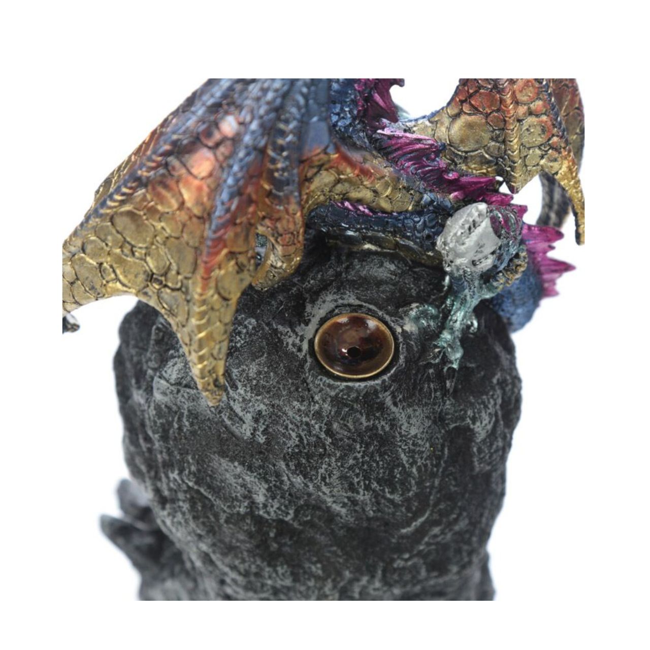 Elevate your space with the Dark Legends LED Backflow Incense Burner Ice Dragon. This intricately designed piece features a captivating ice dragon motif that gracefully channels incense smoke downward, creating a mesmerizing waterfall effect.