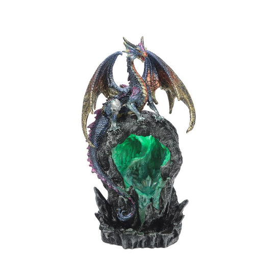Elevate your space with the Dark Legends LED Backflow Incense Burner Ice Dragon. This intricately designed piece features a captivating ice dragon motif that gracefully channels incense smoke downward, creating a mesmerizing waterfall effect.