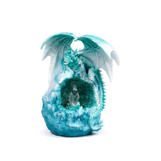 The Dark Legends LED Crystal Ice Cave Dragon is a striking decorative piece that combines intricate crystal detailing with ambient LED lighting. Its icy design captures a mystical essence, making it a captivating centerpiece for any sophisticated space.