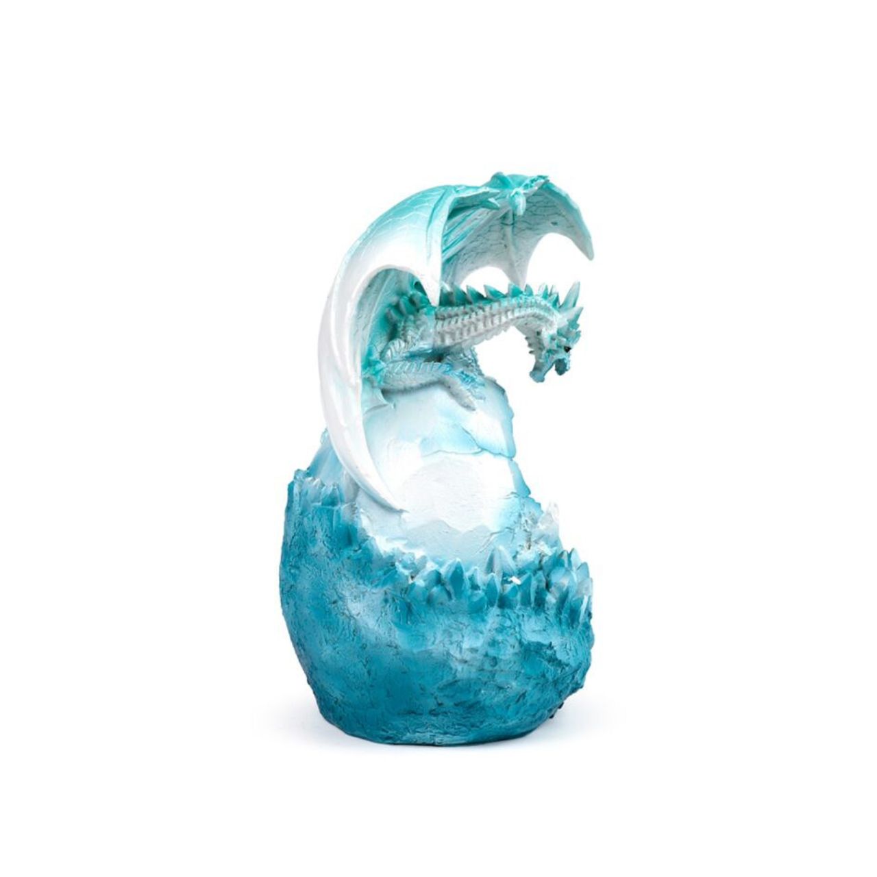 The Dark Legends LED Crystal Ice Cave Dragon is a striking decorative piece that combines intricate crystal detailing with ambient LED lighting. Its icy design captures a mystical essence, making it a captivating centerpiece for any sophisticated space.